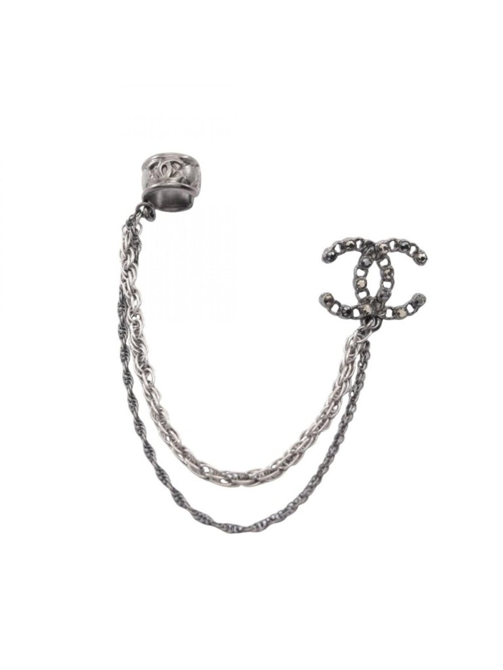 Chanel CC Logo Chain Ear Cuff Earrings